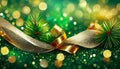 trimmings christmas gifts bokeh gift ribbon garland holiday gold tree decorations Royalty Free Stock Photo