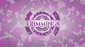 Trimmings pink camo emblem. Vector Illustration. Detailed