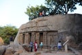 Trimurti cave temple at Mahabalipuram in Tamil Nadu, India