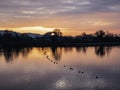 Tring Reservoir at Sunset Royalty Free Stock Photo