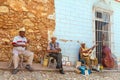 TRINIDAD, CUBA - MARCH 30, 2012: Street musicians perform songs Royalty Free Stock Photo