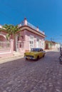 TRINIDAD, CUBA - MARCH 30, 2012: Vintage Chevrolet yellow car Royalty Free Stock Photo