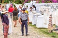TRINIDAD, CUBA - MAY 16, 2017: A policeman at the local souvenir market. Copy space for text.
