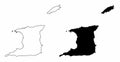 Trinidad and Tobago silhouette maps Royalty Free Stock Photo
