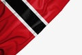 Trinidad and Tobago flag of fabric with copyspace for your text on white background