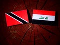 Trinidad and Tobago flag with Iraqi flag on a tree stump isolate Royalty Free Stock Photo