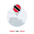 Trinidad and Tobago map and flag, vector map icon with highlighted Trinidad and Tobago Royalty Free Stock Photo