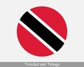 Trinidad and Tobago Round Circle Flag. Trinidadian and Tobagonian Circular Button Banner Icon. Trinbagonian Trini Flag EPS Vector