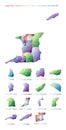 Trinidadian low poly regions. Royalty Free Stock Photo