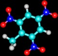 Trinitrotoluene molecular structure on black background Royalty Free Stock Photo