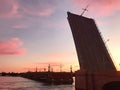 The Trinity Bridge Lifted Up, St. Petersburg - Russia