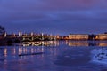 Trinity Bridge over Neva River in the beginning of winter. Saint Petersburg, Russia