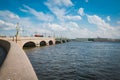The Trinity Bridge or Troitskiy bridge in St.Peterburg, Russia. Royalty Free Stock Photo