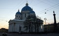 Trinity Cathedral, formerly Russian Imperial Army Izmaylovskiy regiment church, evening dusk view, St. Petersburg, Russia