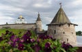 Trinity cathedral Pskov. Pskov Kremlin Russia. Ancient fortress on the river bank Royalty Free Stock Photo