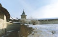 Trinity cathedral Pskov. Kremlin Russia. Ancient fortress on the river bank Royalty Free Stock Photo