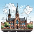 Trinity Church in Boston. Trinity Church in Boston hand-drawn comic illustration. Vector doodle style cartoon illustration