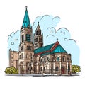 Trinity Church in Boston. Trinity Church in Boston hand-drawn comic illustration. Vector doodle style cartoon illustration