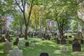 Trinity Church cemetery with green grass in a sunny day in New York