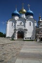 Trinity Lavra of St. Sergius - the largest Orthodox male monastery in Russia. Assuption Cathedral, 16th century Royalty Free Stock Photo