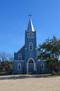 Tall Blue Church With Crosses Royalty Free Stock Photo