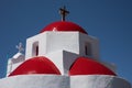 Trinity of Red Domes on a Mykonos Church Royalty Free Stock Photo