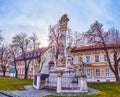 Trinity statue in Obuda, located on Szentlelek ter square, Budapest, Hungary Royalty Free Stock Photo