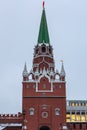 Trinity tower is the Central travel tower of the North-Western wall of the Moscow Kremlin, facing the Alexander garden. Moscow, Royalty Free Stock Photo
