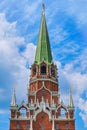 Trinity tower is the Central travel tower of the North-Western wall of the Moscow Kremlin, facing the Alexander garden - Moscow, Royalty Free Stock Photo