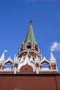 Trinity Tower of Moscow Kremlin decorated by red ruby star. Royalty Free Stock Photo