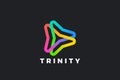 Trinity Triangle Logo Triple looped infinity linear outline colorful shape abstract
