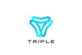 Trinity Triangle Logo Triple looped infinity linear outline shape abstract Royalty Free Stock Photo