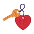 Trinket with Key Hanging with Heart Keyring Vector Illustration Royalty Free Stock Photo