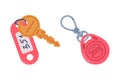 Trinket with Key Hanging with Keychain or Keyring Vector Set Royalty Free Stock Photo