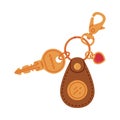 Trinket with Key Hanging with Keyring with Clasp and Heart Vector Illustration Royalty Free Stock Photo