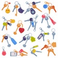 Trinket with Keys Hanging with Keychain or Keyring Vector Set Royalty Free Stock Photo