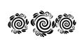 Trio of Black White Spirals: Abstract Organic Art Elements, vector design Generative AI Royalty Free Stock Photo