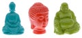 Trio of Bright Buddha Statues Royalty Free Stock Photo