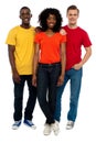 Trio of casual young friends posing in style Royalty Free Stock Photo