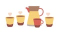 Trio of Coffee Cups & Pot Vector, Shared Beverage Moment, vector design Generative AI Royalty Free Stock Photo