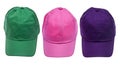 Trio of Colorful Baseball Caps Royalty Free Stock Photo