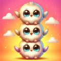 Trio of Cute Fluffy Owlets