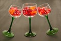 Trio of Green Stemmed Wine Glasses Royalty Free Stock Photo