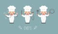 Trio Happy Chefs and Their Cooking Vector Illustration