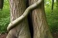 trio of intertwined tree trunks Royalty Free Stock Photo