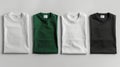Trio of Monochrome T-Shirts against White Background. Generative Ai