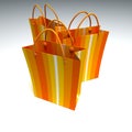 Trio of orange striped shopping bags