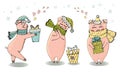 Trio of pigs Christmas and New Year gifts