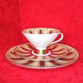 Trio porcelain tea coffee Royalty Free Stock Photo