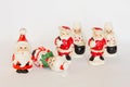 Trio of Santa & Mrs. Claus Vintage Salt & Pepper Shakers Royalty Free Stock Photo